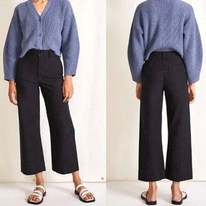 Apiece Apart Womens Black Cotton  Wide Leg Cropped Pants Size 2